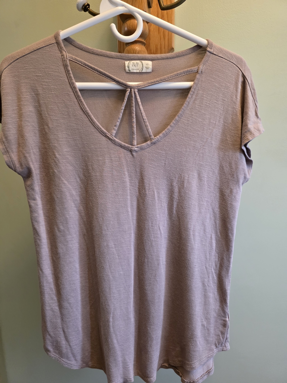 Maurices Brown Short-Sleeve Strappy V-Neck Top